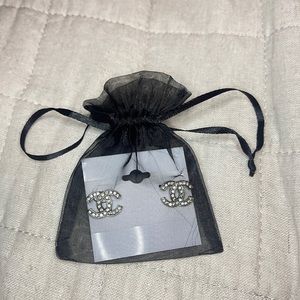 Diamond Sterling Silver CC Earrings